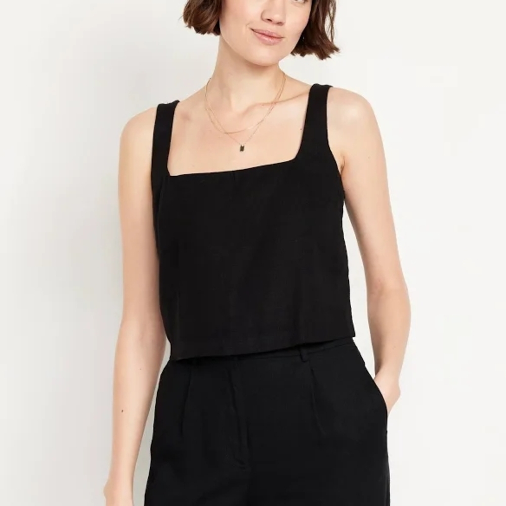 Old Navy Black Linen Blend Two Piece Set